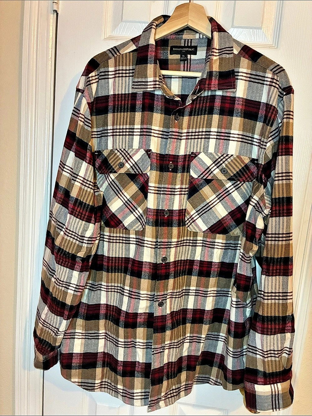 Banana Republic Plaid Cotton Shirt Size XL Like New